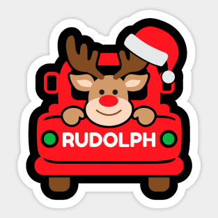 Reindeer Xmas Team Santa Rudolph, Funny Ugly Vintage Christmas Truck Sticker